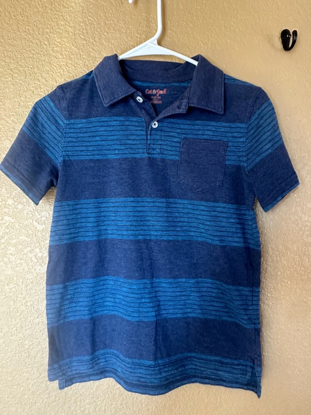 Cat & Jack Navy and Bright Blue Striped Polo